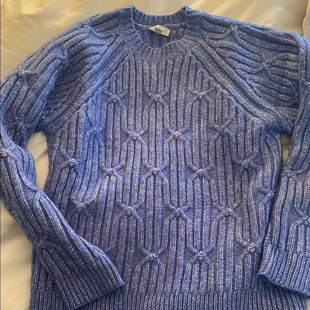Topshop Blue Cable Knit Oversized Sweater